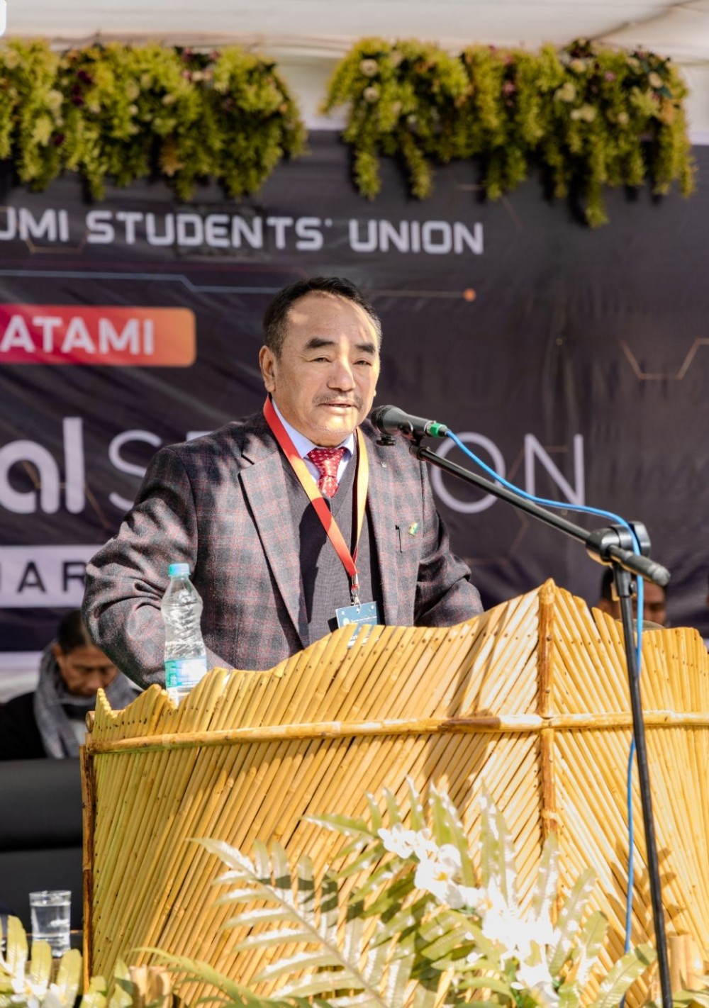 Advisor G Ikuto Zhimomi addresses the 42nd Biennial Session of the Eastern Sumi Students’ Union at Satami village January 10.
